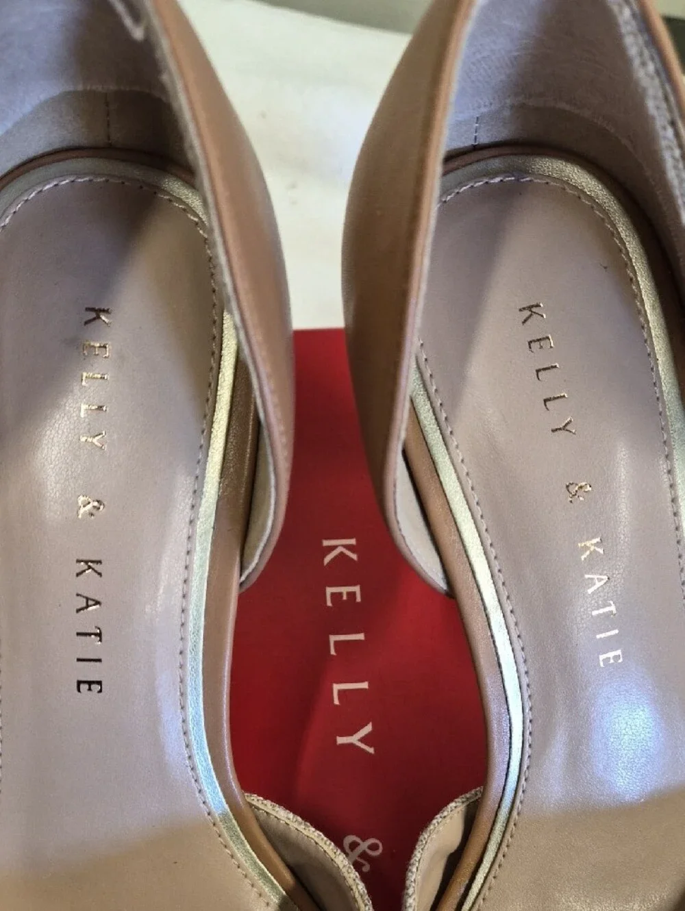 Kelly & Katie Two-Tone Pointed D'Orsay Pumps - Beige & Tan Size 8.5